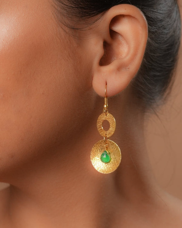 Hammered Green-Onyx Danglers