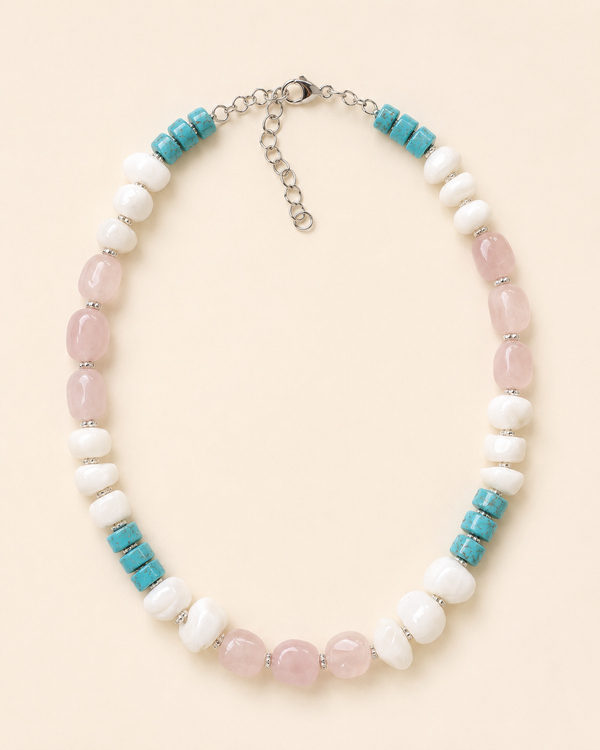 Rose-Coral-Turquoise Necklace
