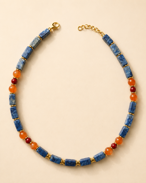Blue, Sodalite & Carnelian Necklace