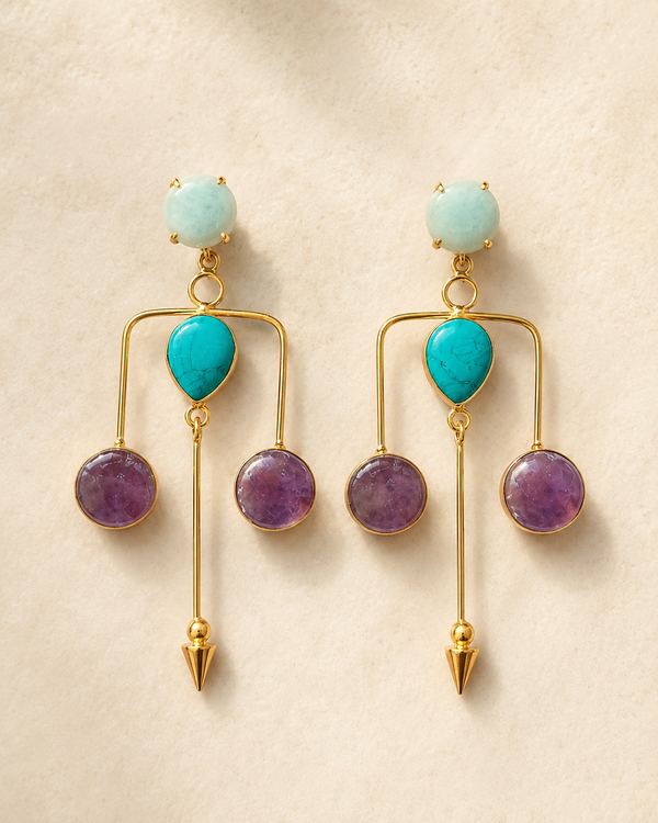 Amazonite, Purple Amethyst Earrings