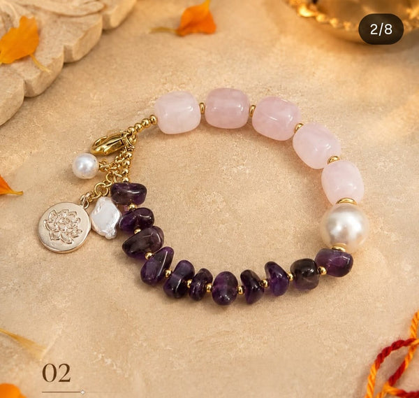 Rose Quartz Amethyst Bracelet