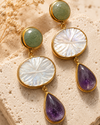Aventurine Quartz, Mother of Pears, Purple Amethyst Earrings