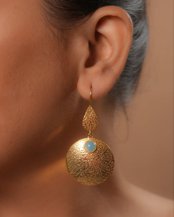 Hammered Green-Onyx Danglers