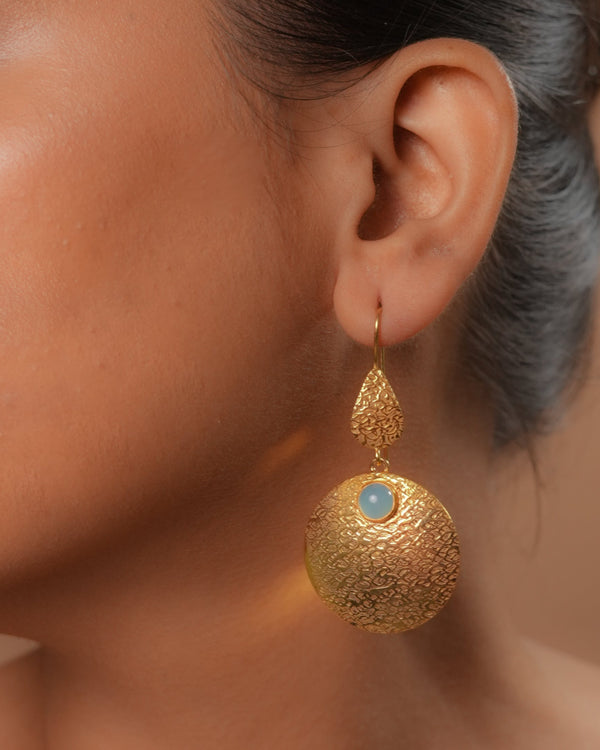 Hammered Green-Onyx Danglers