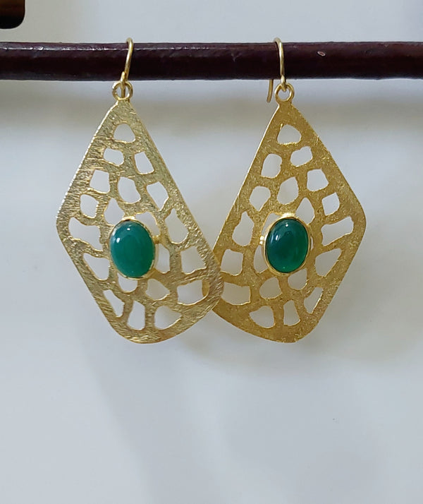 Green Onyx Jali Danglers