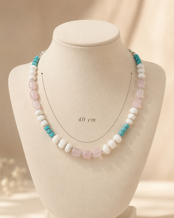 Rose-Coral-Turquoise Necklace