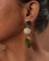 Moonstone-Moss Agate Danglers