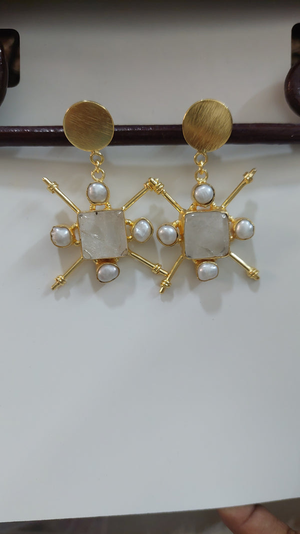 ROCK CRYSTAL CROSS DANGLERS