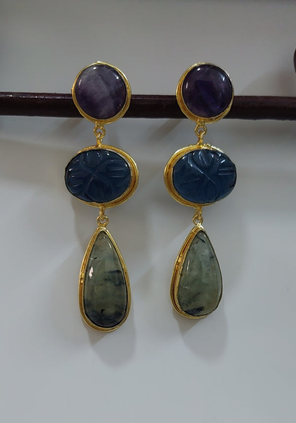 MOSS-AGATE PEAR DANGLER