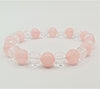 ROSE QUARTZ & ROCK CRYSTAL BEAD BRACELET