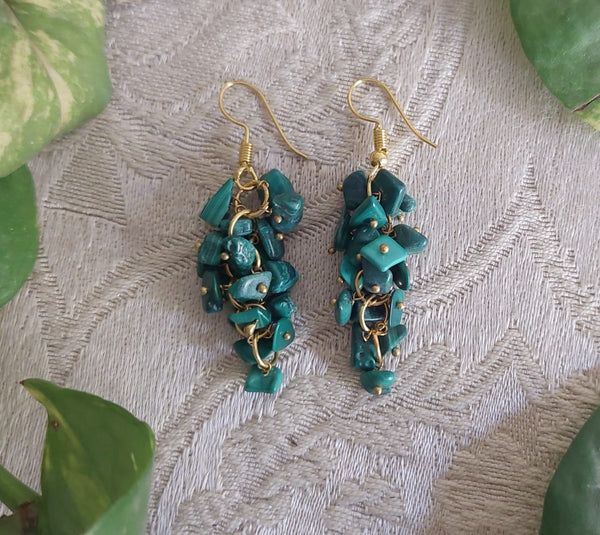 UNCUT MALACHITE EAR RINGS