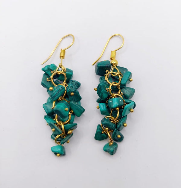 UNCUT MALACHITE EAR RINGS
