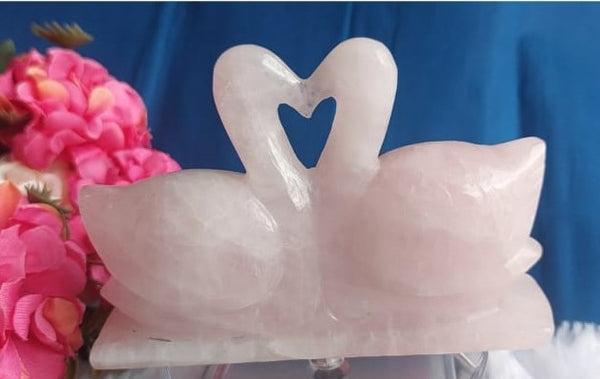 ROSE QUARTZ SWAN PAIR