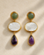Aventurine Quartz, Mother of Pears, Purple Amethyst Earrings