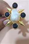 PEARL ONYX ARROW RING