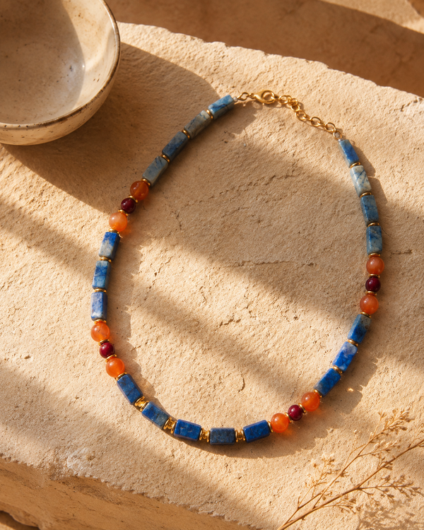 Blue, Sodalite & Carnelian Necklace