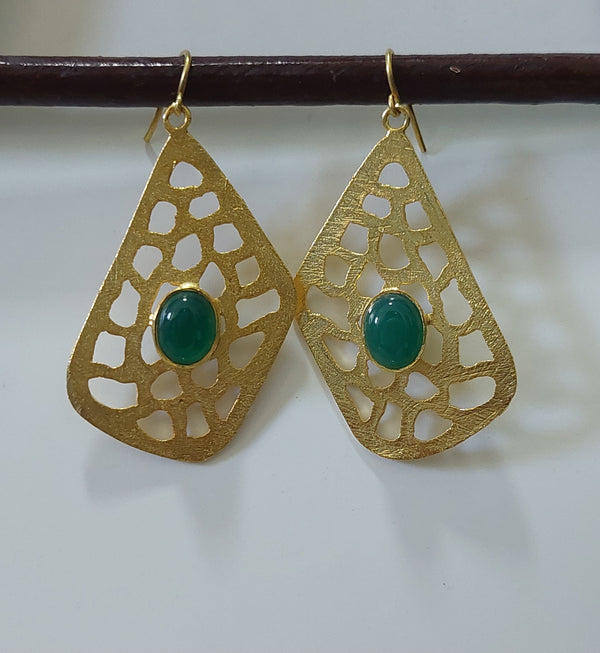 Green Onyx Jali Danglers
