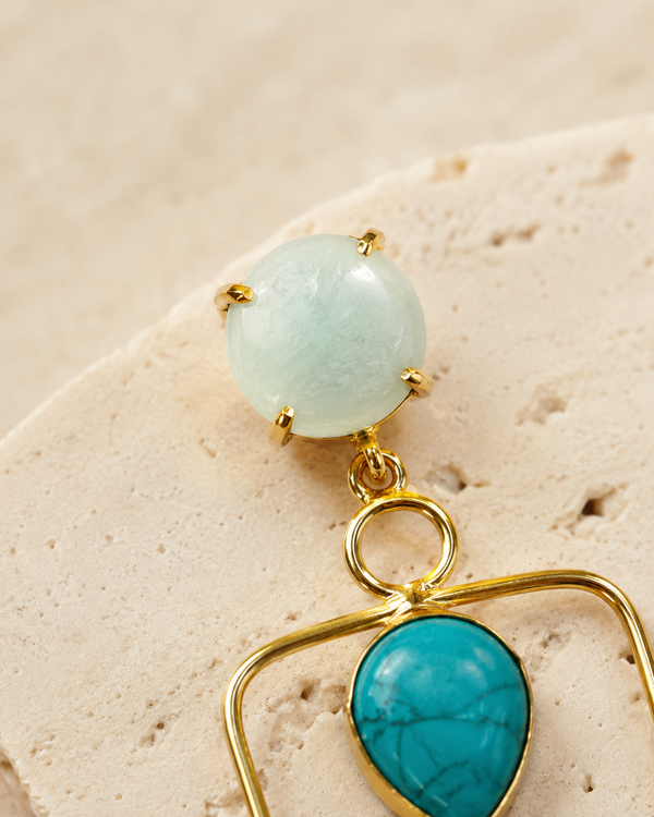 Amazonite, Purple Amethyst Earrings
