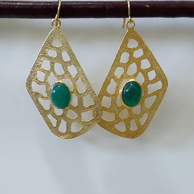 Green Onyx Jali Danglers