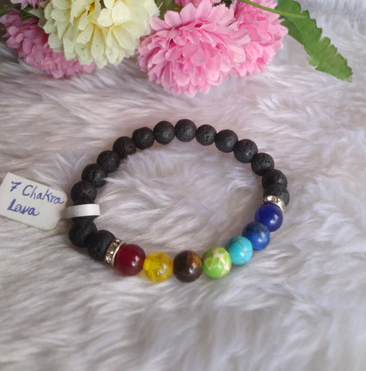 7 CHAKRA LAVA  BRACELET