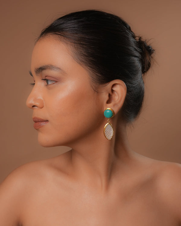 Mother of Pearl Leaf Earrings