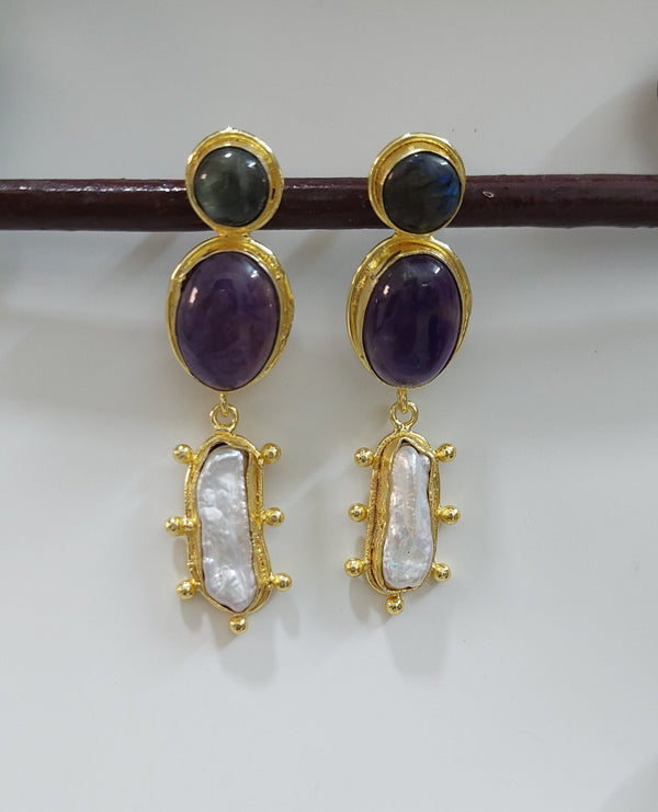 TRI GEM EARRINGS