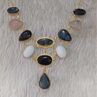 4 GEM LAYERED NECKLACE