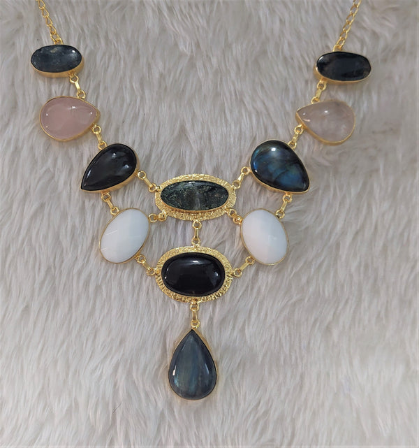 4 GEM LAYERED NECKLACE
