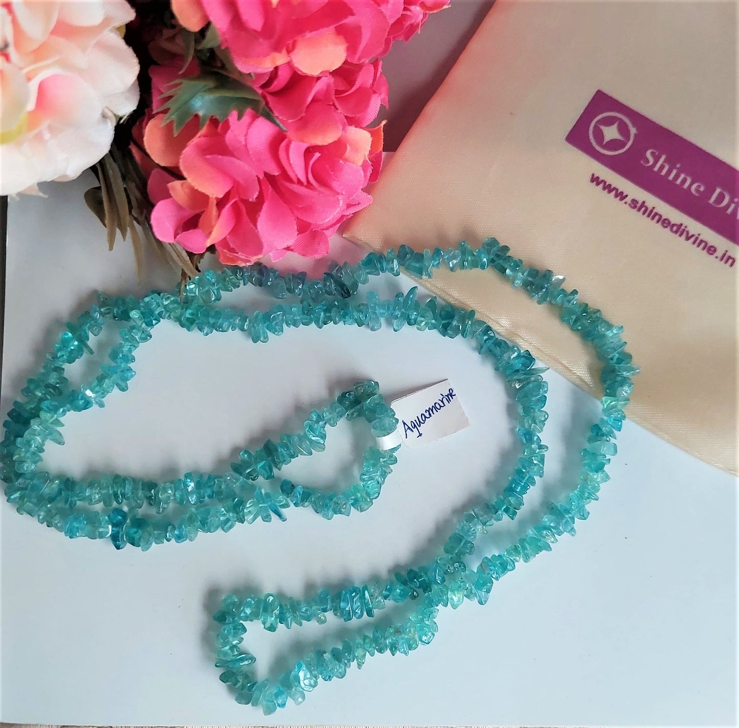 AQUAMARINE UNCUT MALA