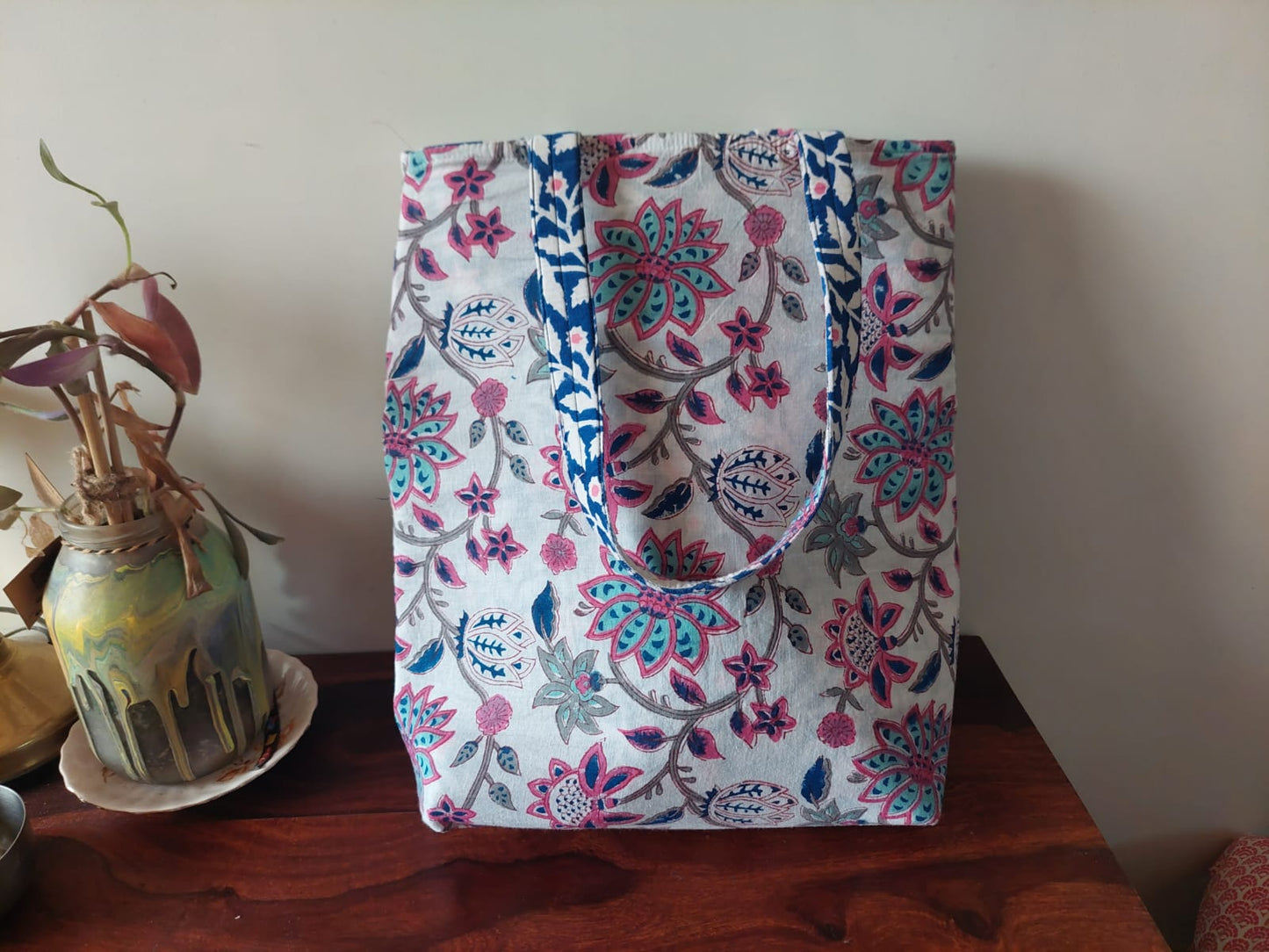 Reversible Floral Tote Bag