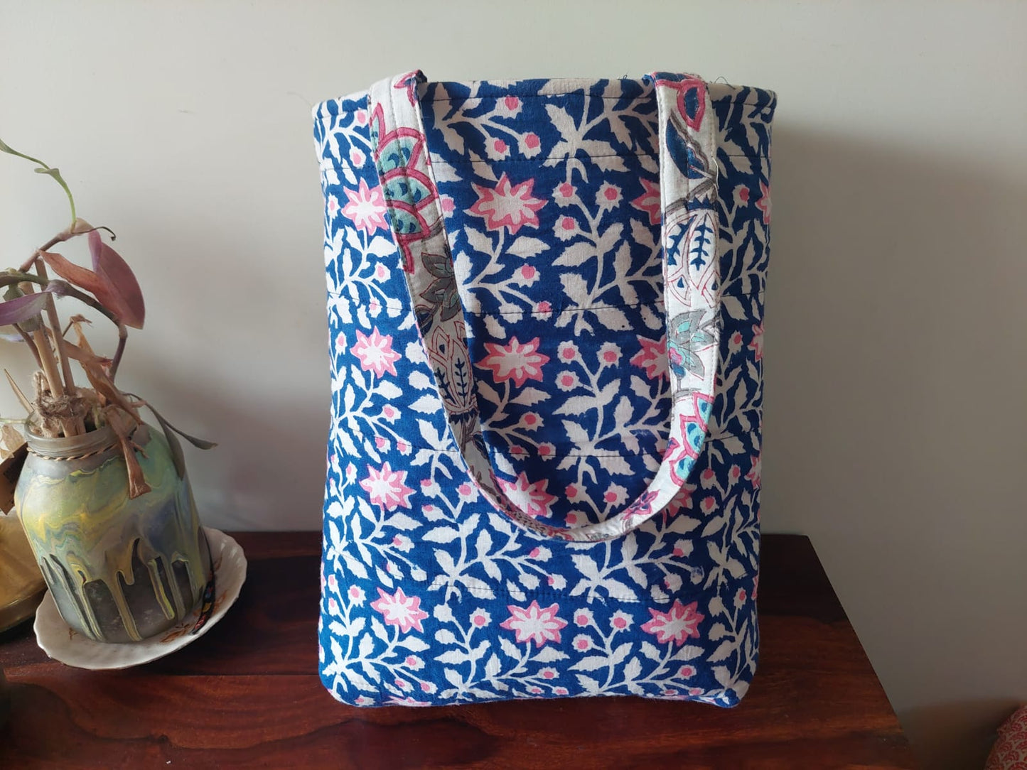 Reversible Floral Tote Bag