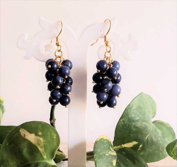 BERRYLICIOUS INKY BLUE ONYX EAR RINGS