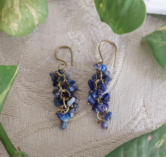 UNCUT LAPIS LAZULI EAR RINGS