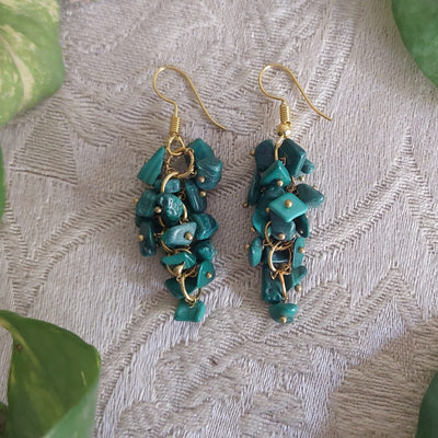 UNCUT MALACHITE EAR RINGS