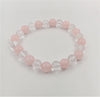 ROSE QUARTZ & ROCK CRYSTAL BEAD BRACELET