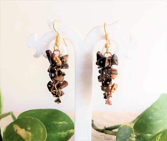 UNCUT TIGER'S EYE EAR RINGS